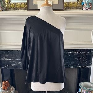 “INC” One-Shoulder Black Satin Women’s Top